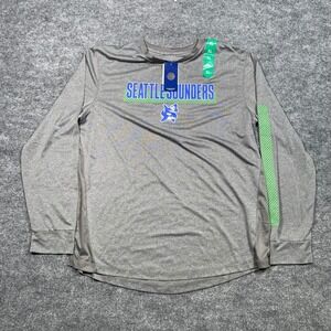 MLS Seattle Sounders Mens XL Gray Long Sleeve Performance Shirt Orca Logo NWT